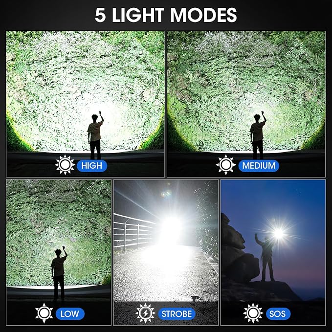 KINGCAESAR 3 Pack Flashlights 90, 000 High Lumens - Image 4