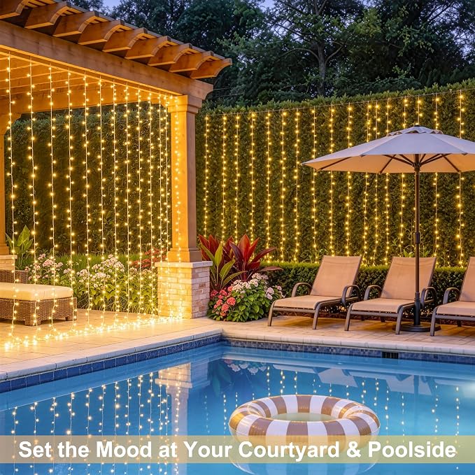 JMEXSUSS 900 LED Outdoor Curtain Lights, 9.5x29.5ft Christmas Lights Plug in - Image 7