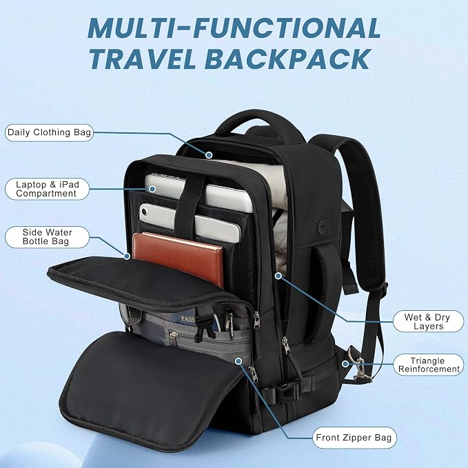 Sinaliy Travel Backpack for Men Women, Personal Item Travel Bag - Image 5