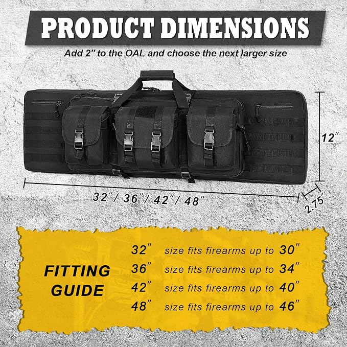 DULCE DOM 36 42 48 Inch Double Rifle Case, Tactical Soft Padded Backpack - Image 6