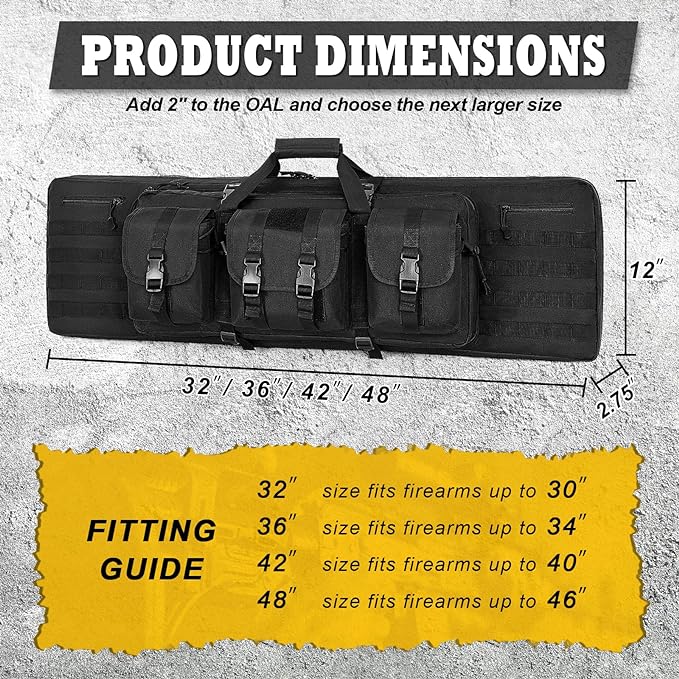 DULCE DOM 36 42 48 Inch Double Rifle Case, Tactical Soft Padded Backpack - Image 7