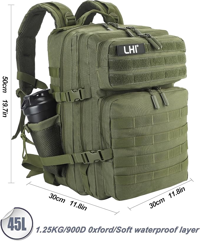 LHI Military Tactical Backpack for Men and Women 45L Army 3 Days Assault Pack - Image 5