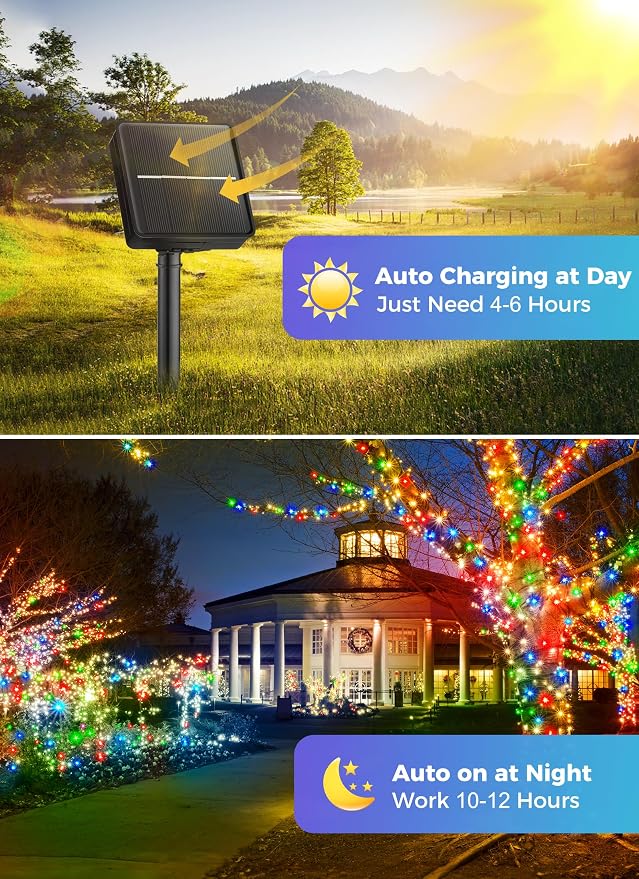 Minetom Solar String Lights Outdoor, 40FT 100 LED String Lights Solar Powered - Image 2