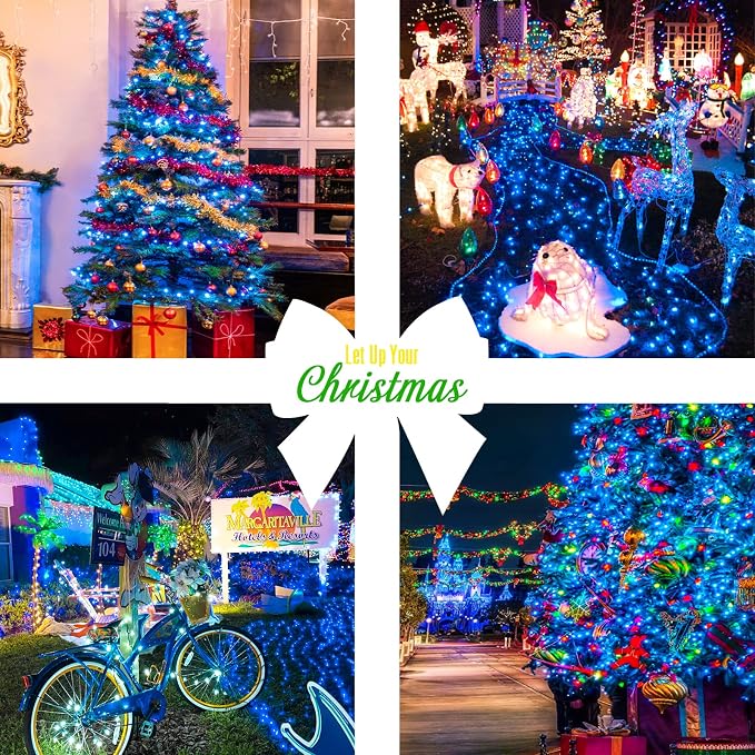 JMEXSUSS 33ft 100 LED Blue Christmas Tree Lights, Battery Operated Christmas - Image 5