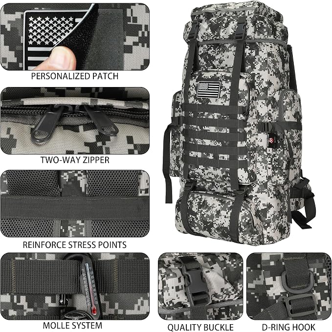 Hiking Backpack for Men 70L/100L Camping Backpack Military Rucksack Molle 3 - Image 6