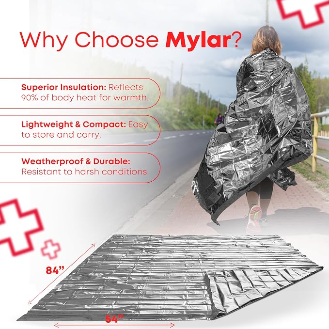 Ever Ready First Aid Mylar Rescue Blanket, Large Silver Thermal Sheet - Image 5