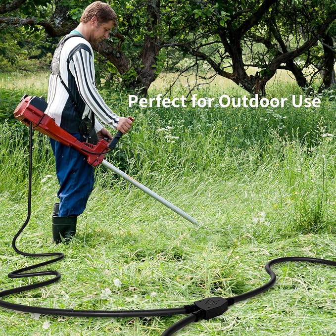2 Way Power Extension Cord Splitter 25 Ft Total-3 Prong 1 to 2 Extension Cord - Image 4