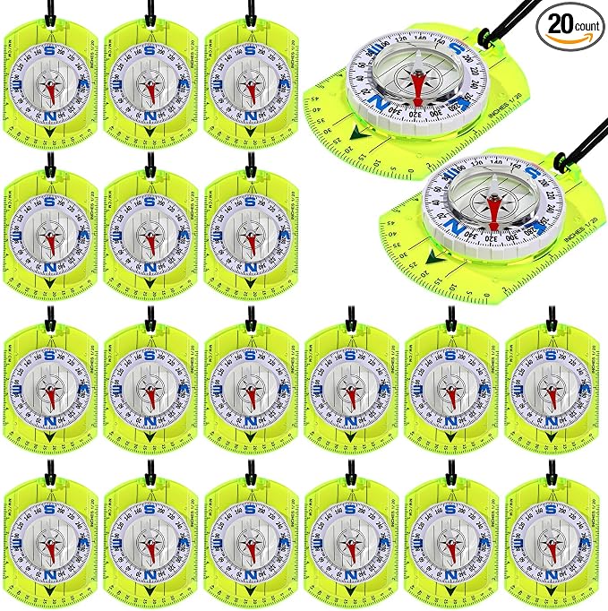 20 Pcs Acrylic Orienteering Compass Hiking Backpacking Survival Reliable by Unknown
