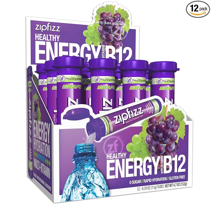 Zipfizz Daily Energy Drink Powder, 12 Pack | 3-in-1 Sustained Energy, Rapid by Zipfizz