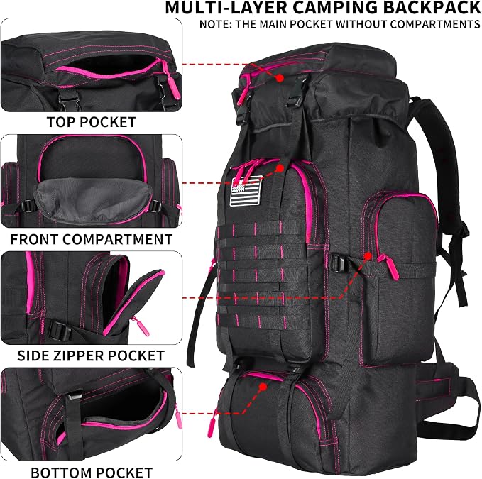 Hiking Backpack for Men 70L/100L Camping Backpack Military Rucksack Molle 3 - Image 3