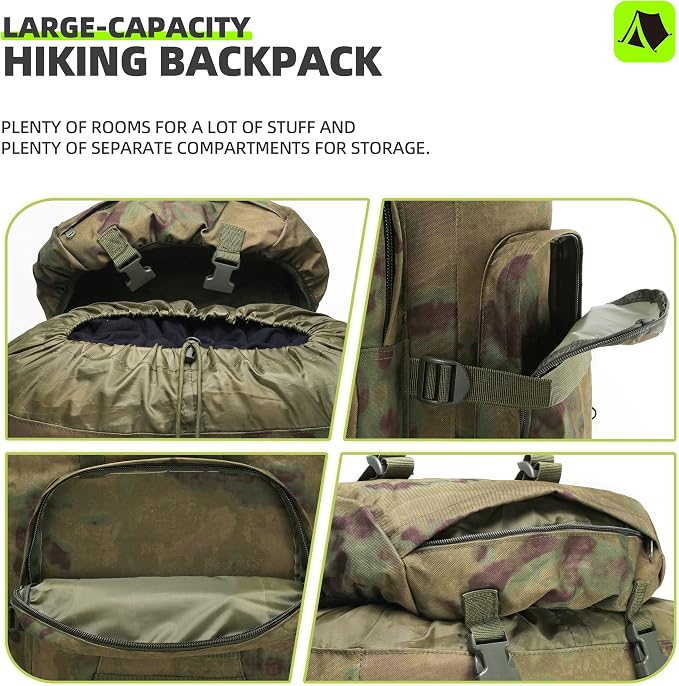 100L Camping Hiking Backpack, Molle military Tactical rucksack backpack - Image 3