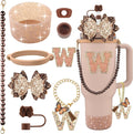 9PCS Brown for Stanley Cup Accessories Set Bling Initials Bow Charms for by Unknown