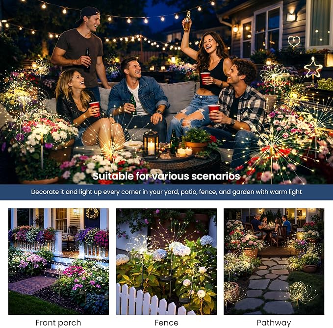 Solar Lights Outdoor, 120LED 8 Pack Fairy Garden Lights Decor - Image 2