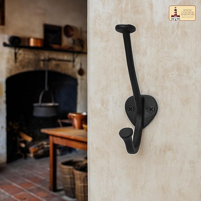 Mystic Colonial Medieval Cast Iron Wall Hooks Pack of 10 Heavy Duty Dual Hooks - Image 6