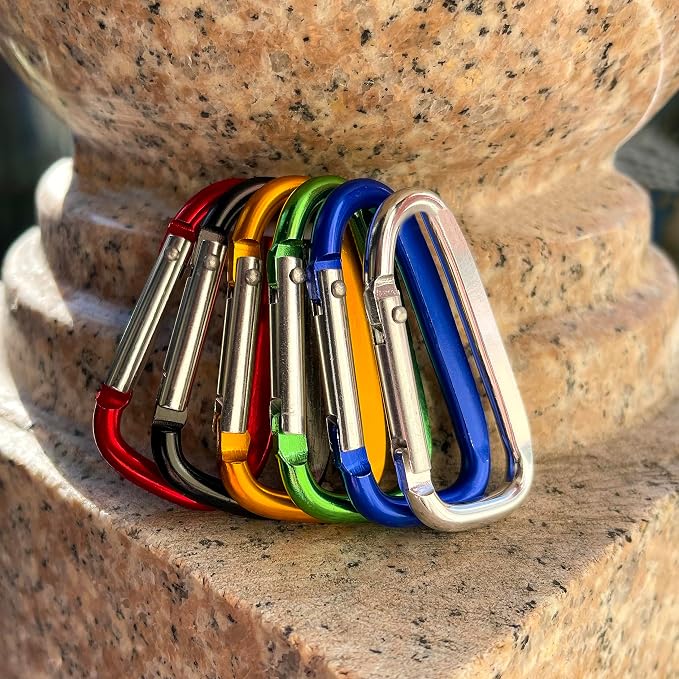 2.4" 24pcs Small Carabiner Clip Keychain, Aluminum D Ring Shape Clips - Image 7