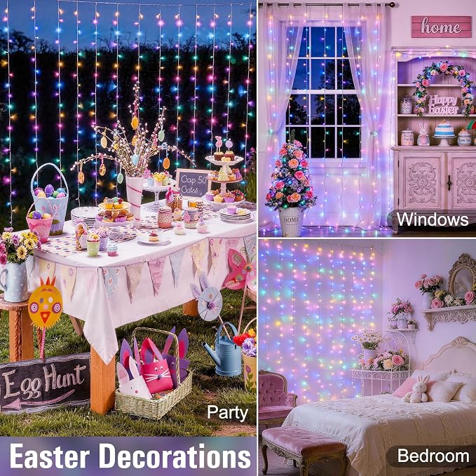 JMEXSUSS 300LED Easter Decorations Curtain Lights - Image 4