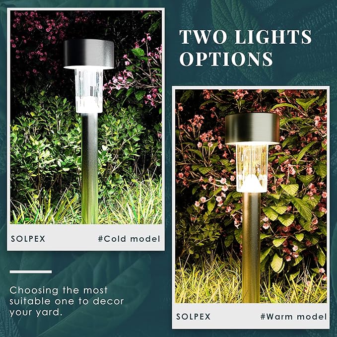 SOLPEX 16 Pack Solar Outdoor Lights Pathway, Stainless Steel Solar Lights - Image 4