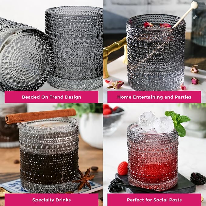 Kate Aspen Hobnail Beaded Drinking Glasses Vintage Glassware Set | Cocktail - Image 5