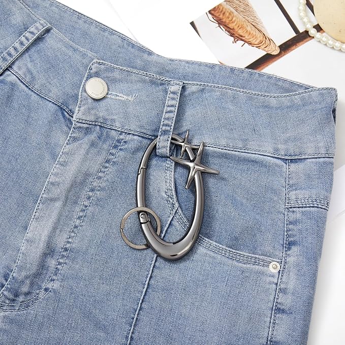 Y2K Cute Star Carabiner Keychain Cool Belt Loop Clip Starlight Heavy Duty - Image 6