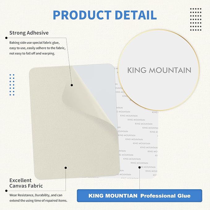 KING MOUNTAIN Canvas Repair Patch 9 x11 Inch 2 Pcs Self-Adhesive Waterproof - Image 3