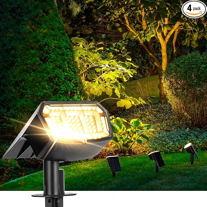 AUDERWIN Solar spotlights Outdoor 63 LED 3 Lighting Modes, IP65 Waterproof by AUDERWIN