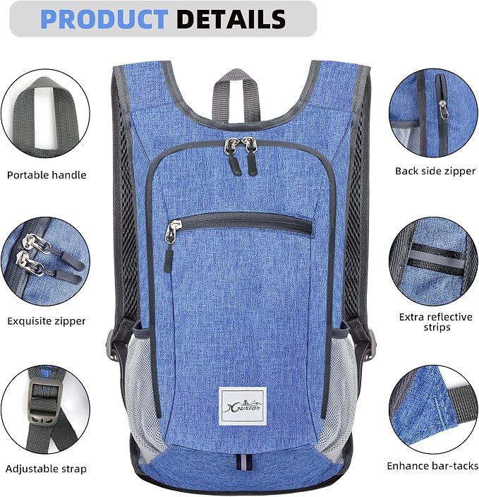 Xgunion Hiking Backpack 10L Small Travel Lightweight Daypack Foldable Hiking - Image 4
