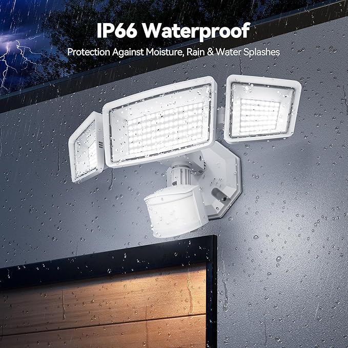 TECKNET 7500LM Motion Sensor Outdoor Lights, 150-LED 3-Head Security Light - Image 7