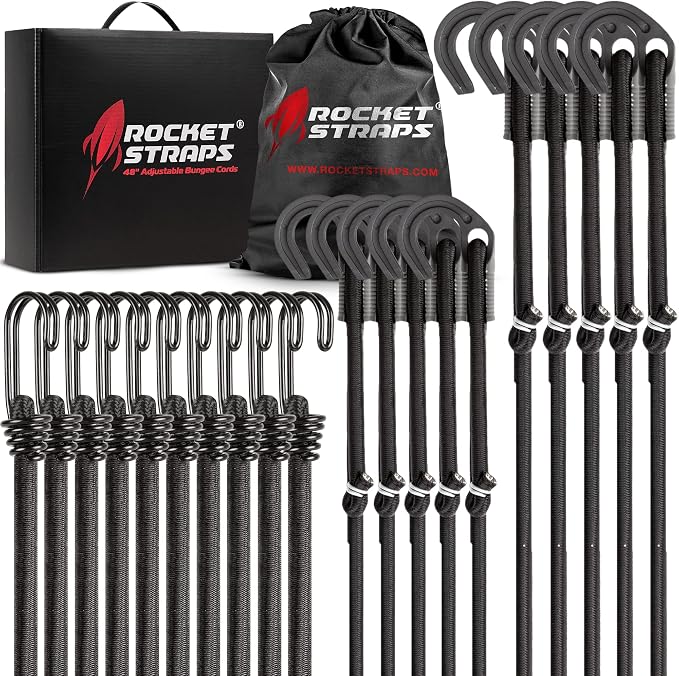 Rocket Straps - Ultimate Adjustable Outdoor Bungee Cord Assortment - Heavy Duty by RocketStraps