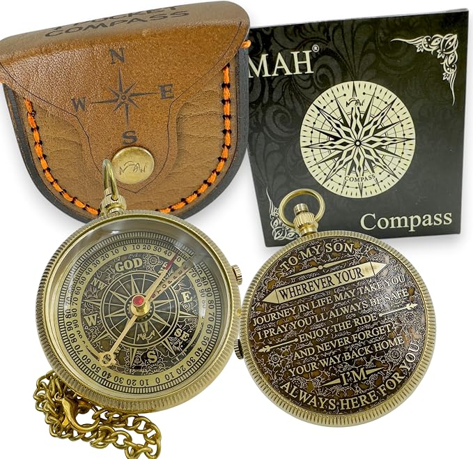Brass Compass Gift to My Son Never Forget I Love You, Sentimental Keepsake from by MAH