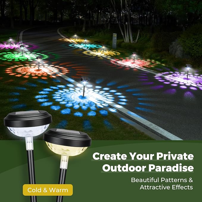 Kingsyard 8 Pack Solar Pathway Lights Outdoor Waterproof IP67, Bright Color - Image 6