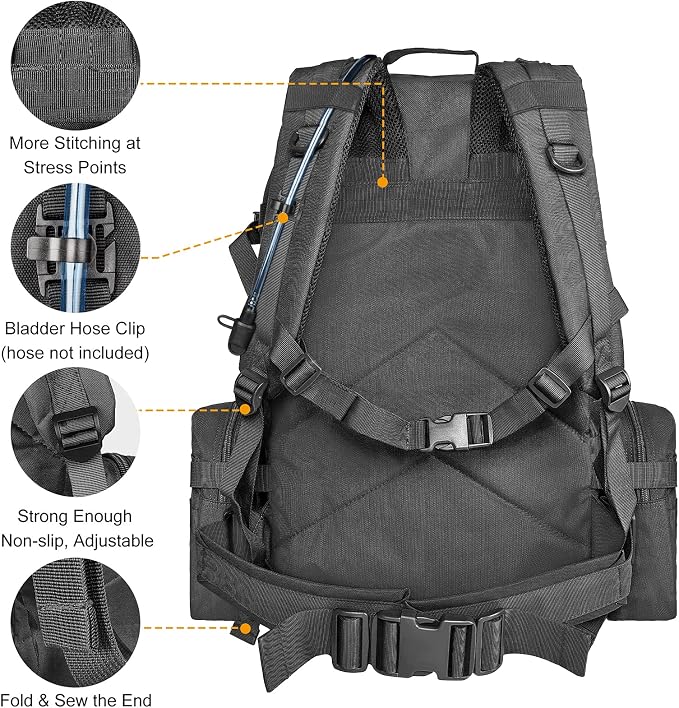 CVLIFE Tactical Backpack Military Army Rucksack 60L Large Assault Pack - Image 7