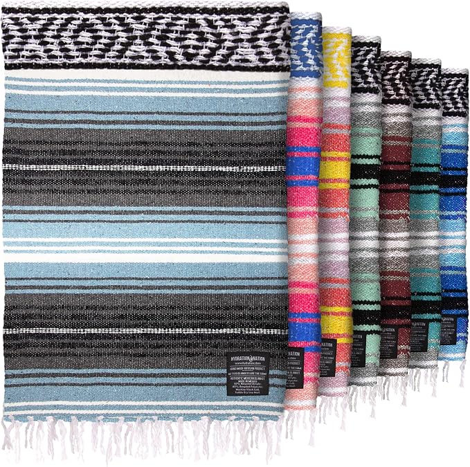 Hydration Nation Authentic Large Handwoven Mexican Blanket by ZulayKitchen