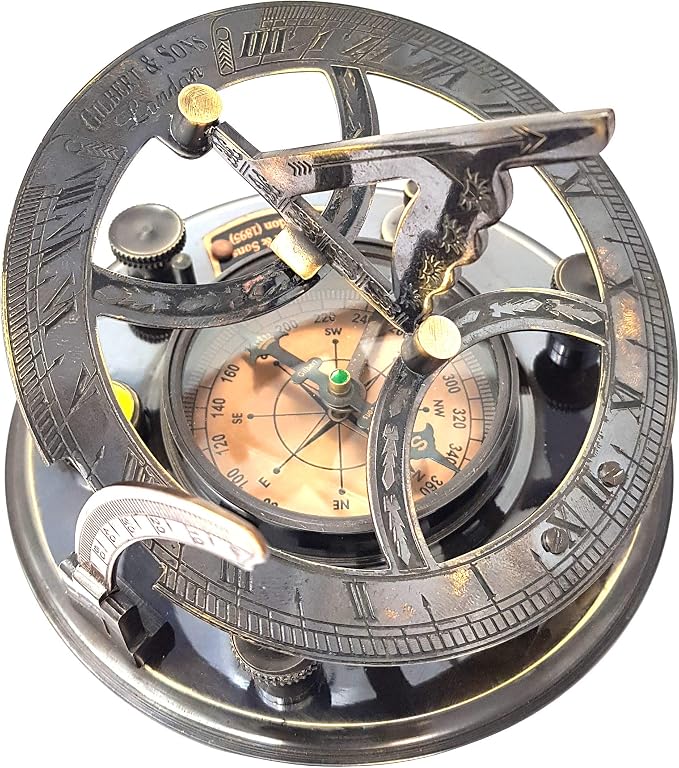 Brass Nautical - 5 inches Large Sundial Compass in Rosewood Case Top Grade - Image 5