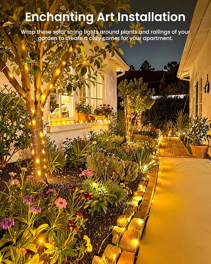Minetom 4 Pack Solar String Lights, Total 132Ft 400 LED Solar Fairy Lights - Image 7