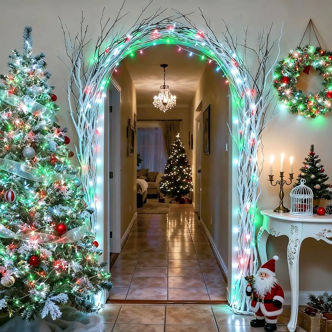 JMEXSUSS 2 Pack Red White and Green Christmas Lights Battery Operated, Each - Image 3