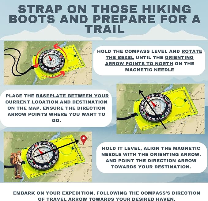 Trekker's Compass Crew Orienteering Compass, Magnetic Navigation Set - Image 6