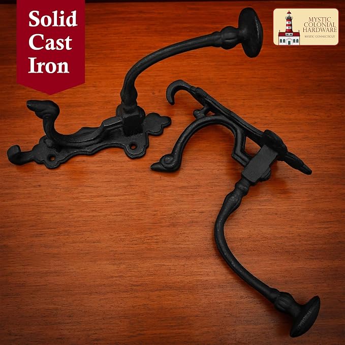Mystic Colonial Rustic Cast Iron Wall Hooks – Heavy Duty Vintage Utility Hooks - Image 8