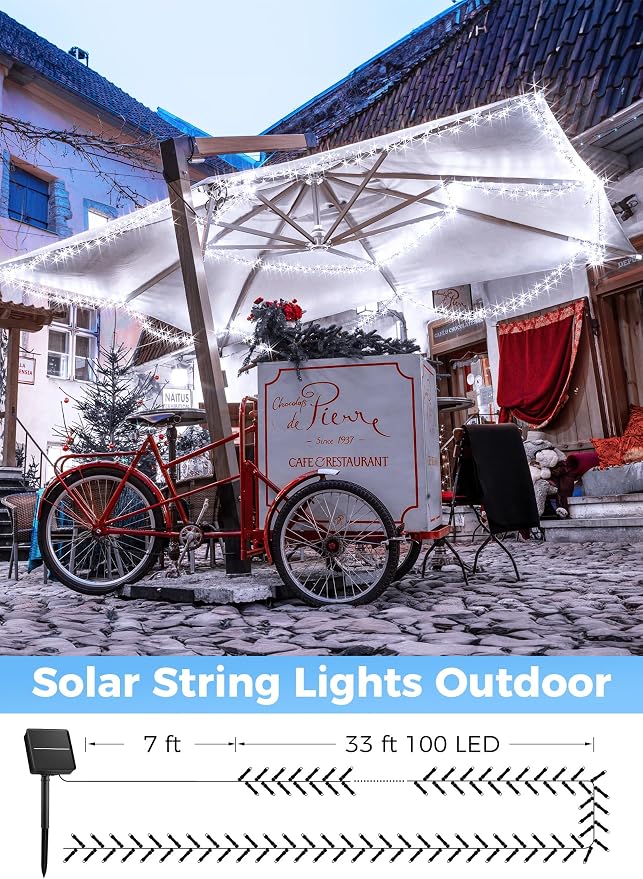 Minetom Solar String Lights Outdoor - 40FT 100 LED String Lights Solar Powered - Image 5
