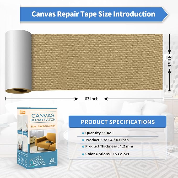 KING MOUNTAIN Canvas Repair Tape, Outdoor Gear Patch, 4×63 Inches, Waterproof - Image 4