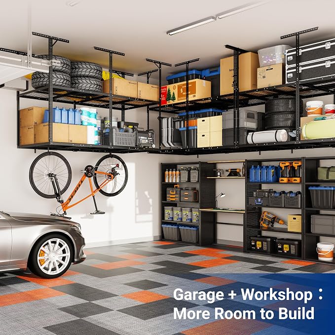 FLEXIMOUNTS 4x8 2-Tier Overhead Garage Storage Rack – Adjustable Heavy Duty - Image 9