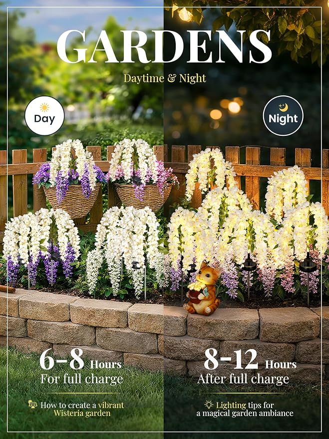 GIGALUMI Solar Lights Outdoor for Garden Decor, 2 Pack Solar Flower Lights - Image 4