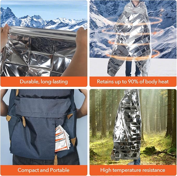 Frocopo 6 Pack Emergency Mylar Blanket, Emergency Blanket Space Blanket - Image 6