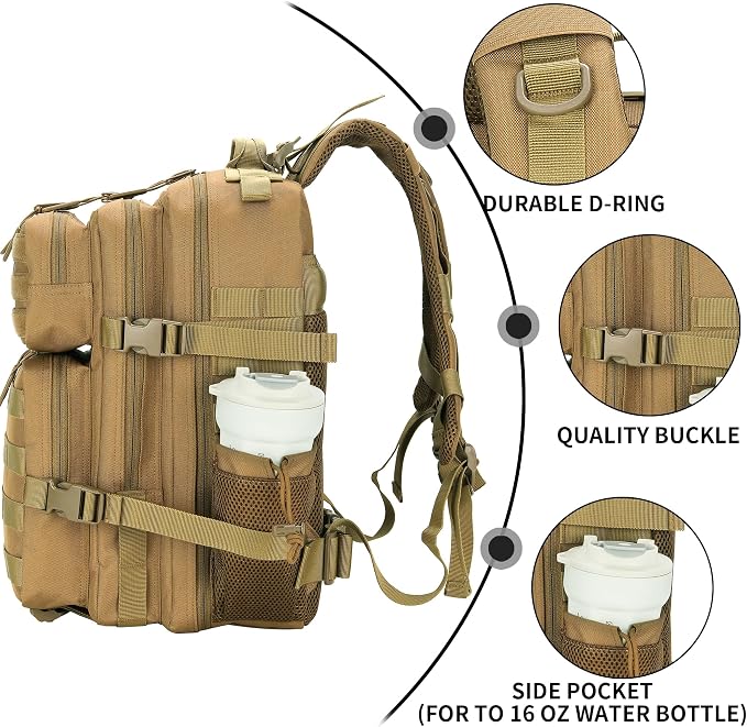 Lovelinks21 25L Military Tactical Backpack Small Assault Pack Molle Daypack - Image 5