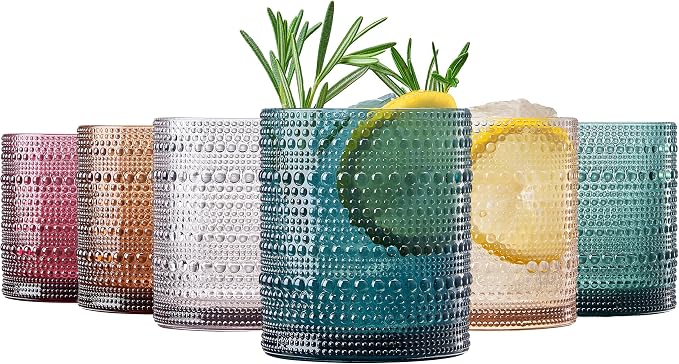 Khen Plastic Hobnail Drinking Glasses Set of 6 Neutral Tones Cups 14oz by Khen