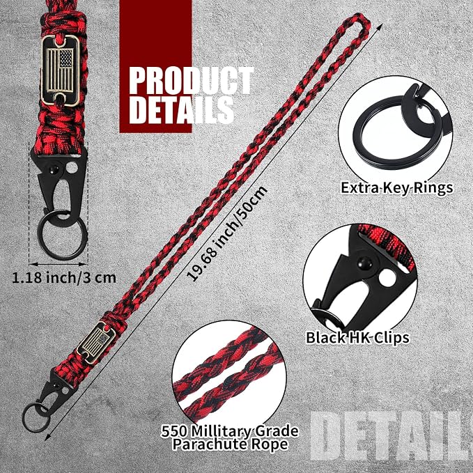 Frienda 2 Set Heavy Duty Paracord Lanyard Necklace Whistles Strap Braided 550 - Image 2