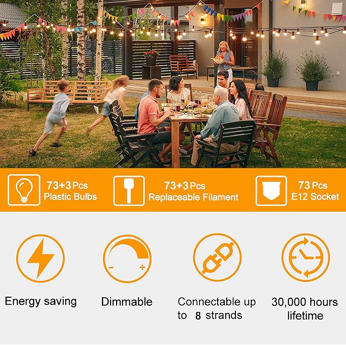 ZOTOYI Outdoor String Lights 150 FT, Waterproof IP65 Outdoor Lights - Image 7