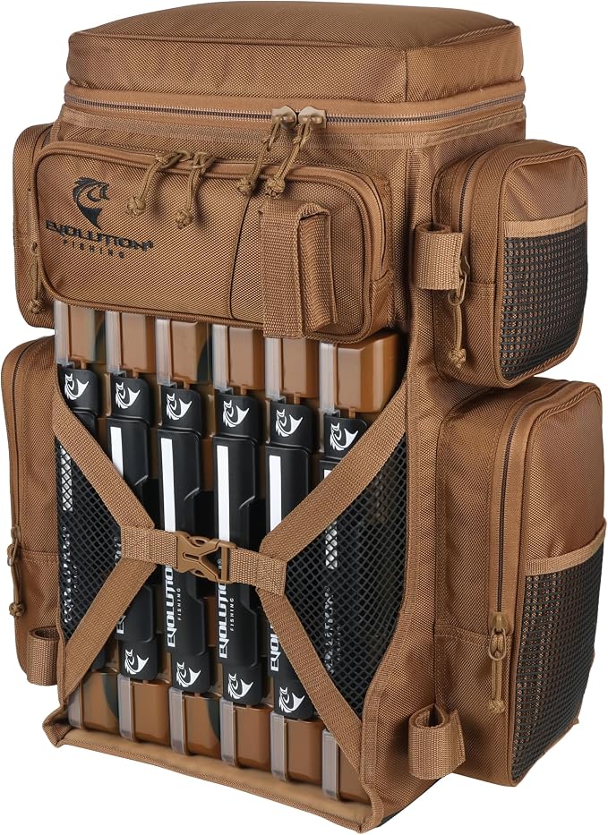 Evolution Fishing Drift Series Tackle Backpack, Outdoor Rucksack w/ 6 Fishing - Image 5