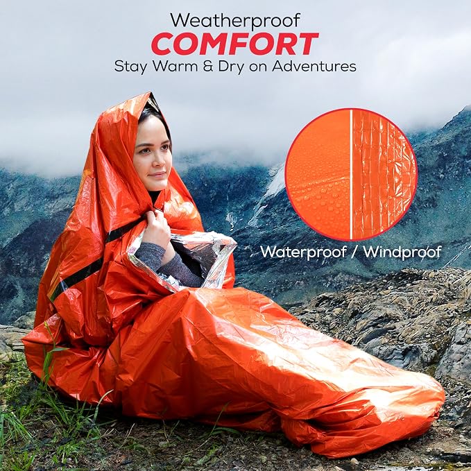 Emergency Sleeping Bag for Survival Gear and Supplies Life Bivy Sack Waterproof - Image 4