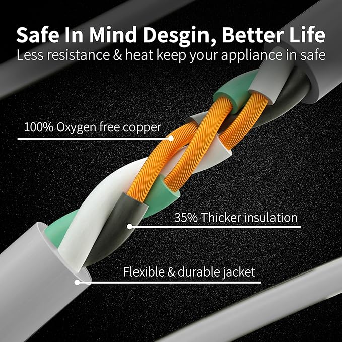 HUANCHAIN 14 Gauge 1 Feet Flat Plug Extension Cord White Indoor Outdoor - Image 4