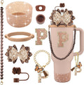 9PCS Brown for Stanley Cup Accessories Set Bling Initials Bow Charms for by Unknown